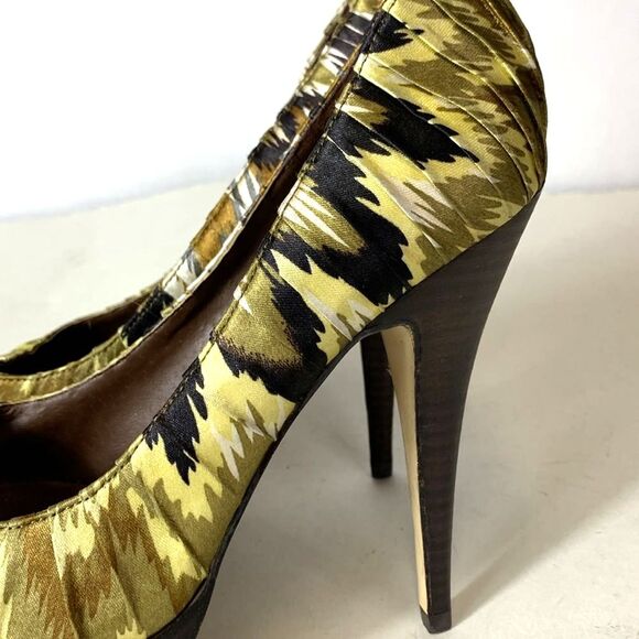 Aldo Jaylona Multicolor Pleated Fabric Peep Toe Platform High Heels Size 38 - Picture 4 of 16